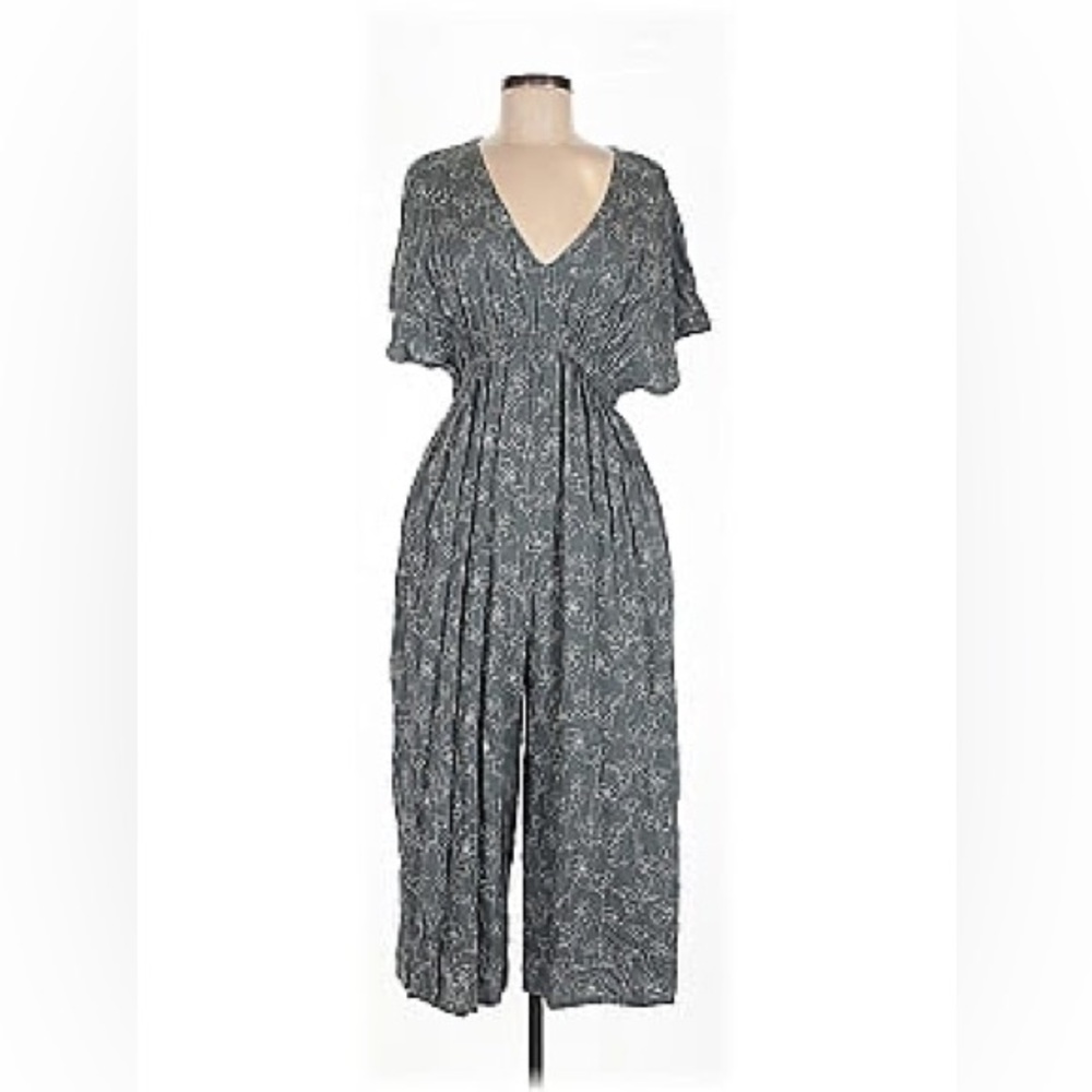 Cost Plus World Market Grayish Green Jumpsuit with V-Neck and Palazzo Legs